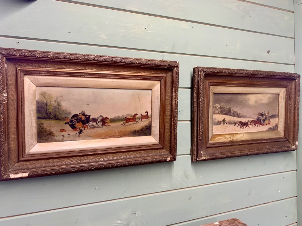 MID VICTORIAN PAIR OF OIL PAINTINGS OF COACHING SCENES View II