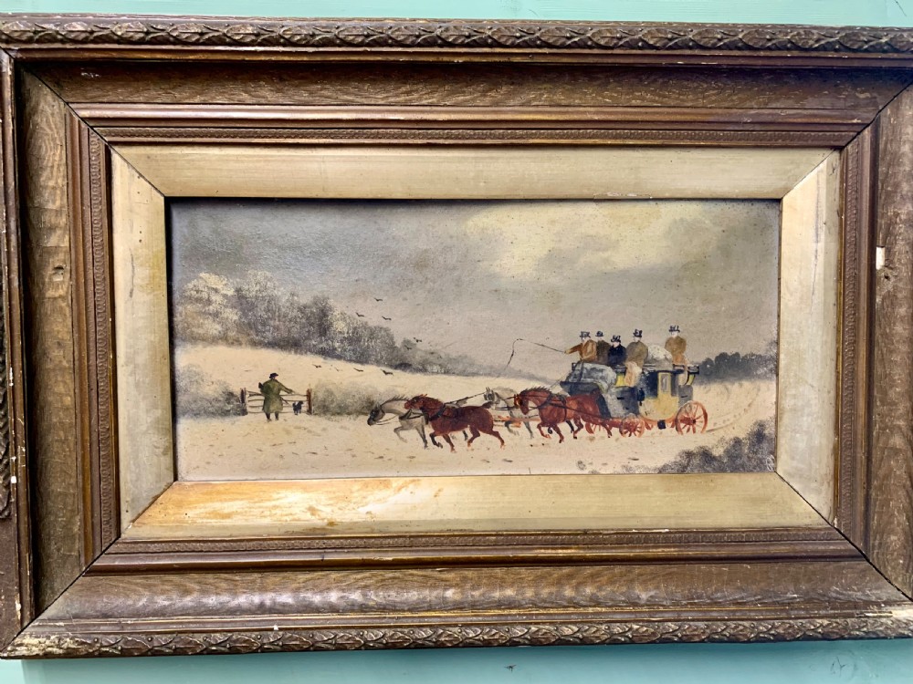 MID VICTORIAN PAIR OF OIL PAINTINGS OF COACHING SCENES View III