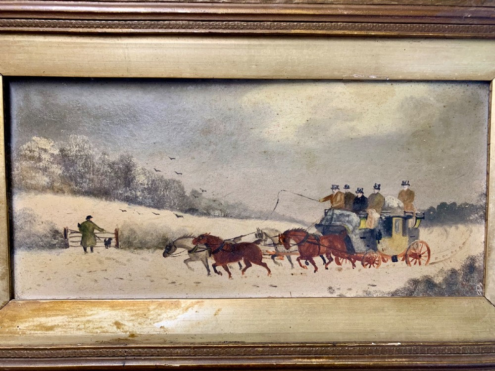MID VICTORIAN PAIR OF OIL PAINTINGS OF COACHING SCENES View IV