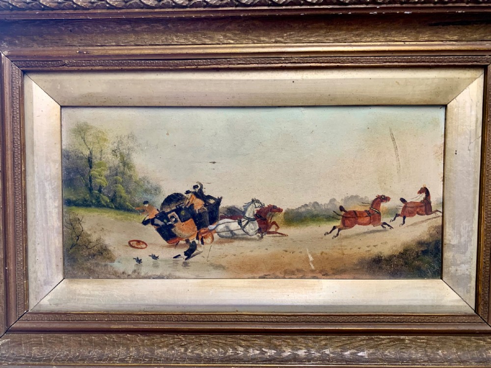 MID VICTORIAN PAIR OF OIL PAINTINGS OF COACHING SCENES View VIII
