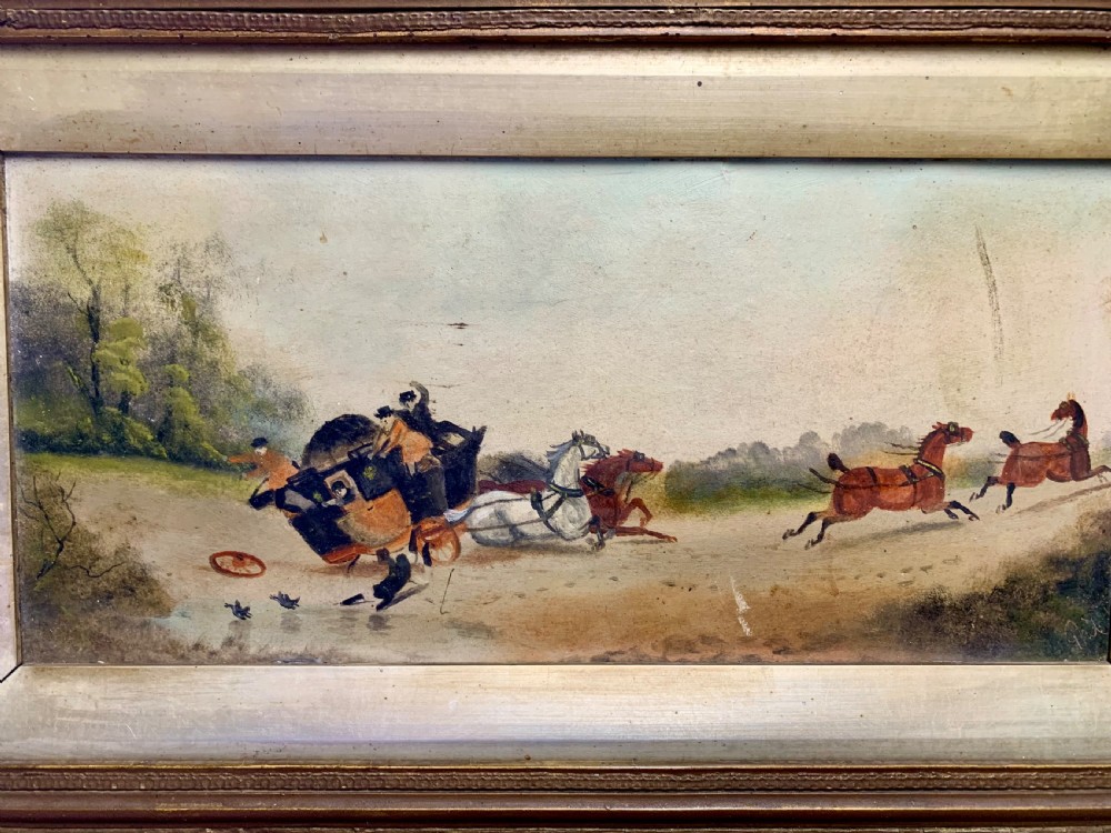 MID VICTORIAN PAIR OF OIL PAINTINGS OF COACHING SCENES View IX