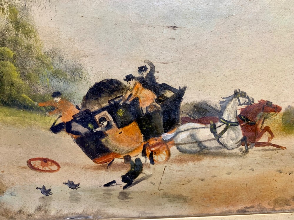 MID VICTORIAN PAIR OF OIL PAINTINGS OF COACHING SCENES View X
