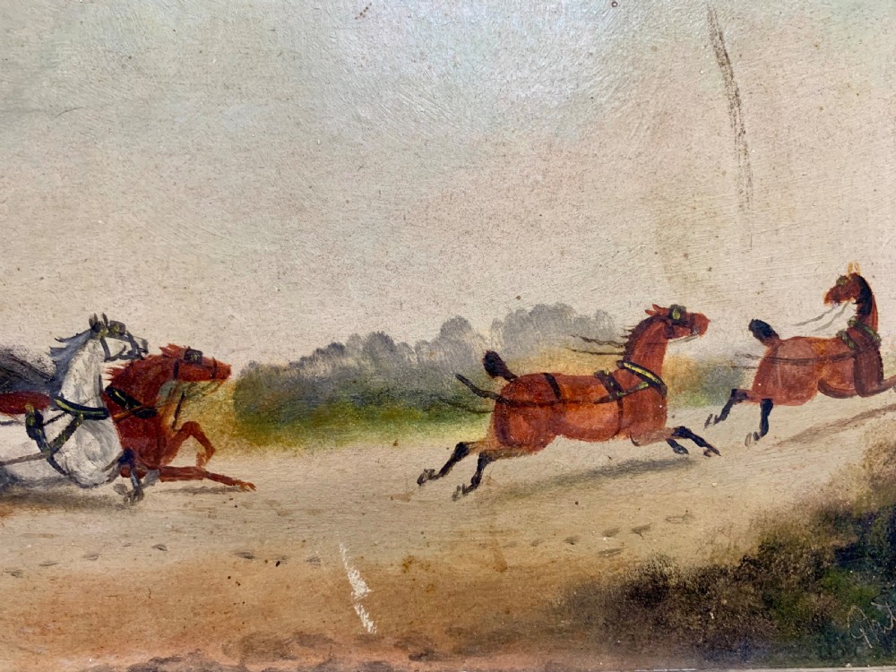 MID VICTORIAN PAIR OF OIL PAINTINGS OF COACHING SCENES View XI