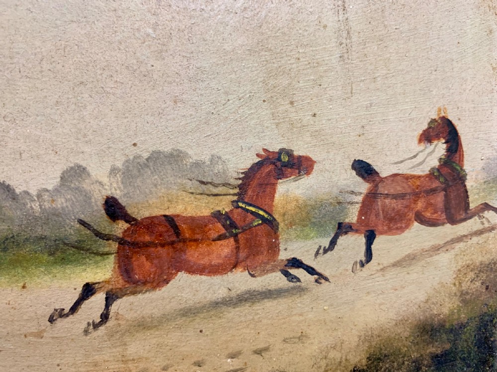 MID VICTORIAN PAIR OF OIL PAINTINGS OF COACHING SCENES View XII
