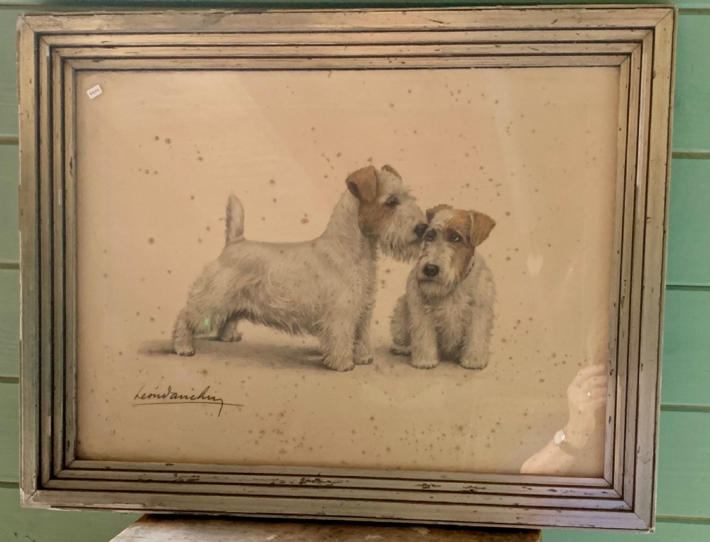 1930’s SIGNED LITHO OF TWO SEALYHAM TERRIERS View II