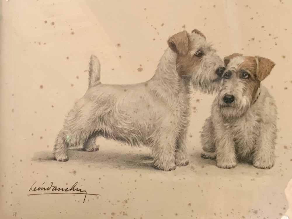 1930’s SIGNED LITHO OF TWO SEALYHAM TERRIERS View III