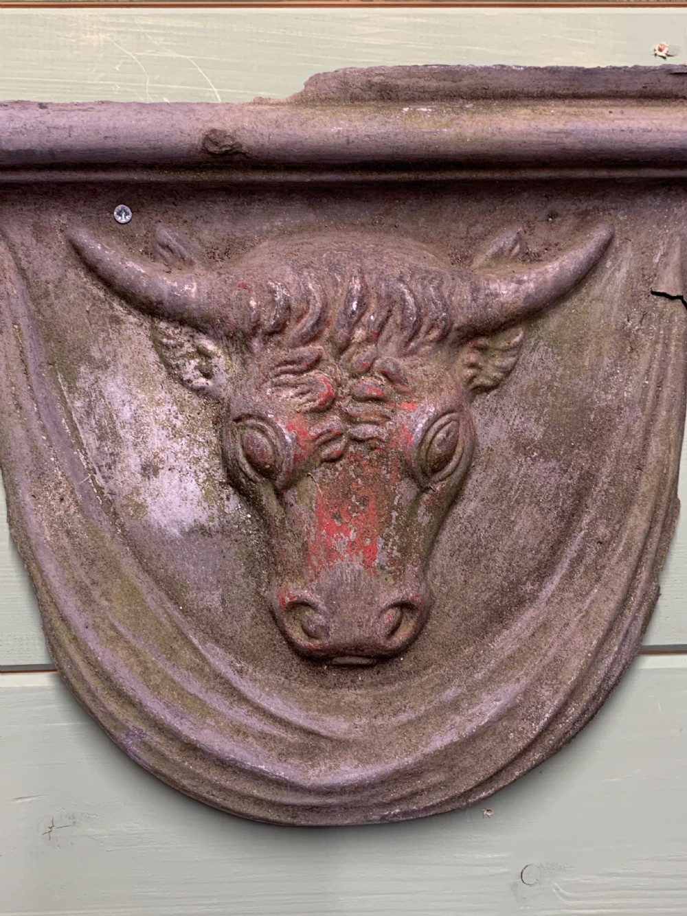 RARE BUTCHER’S SHOP FRONT ZINC BULLS HEADS View II
