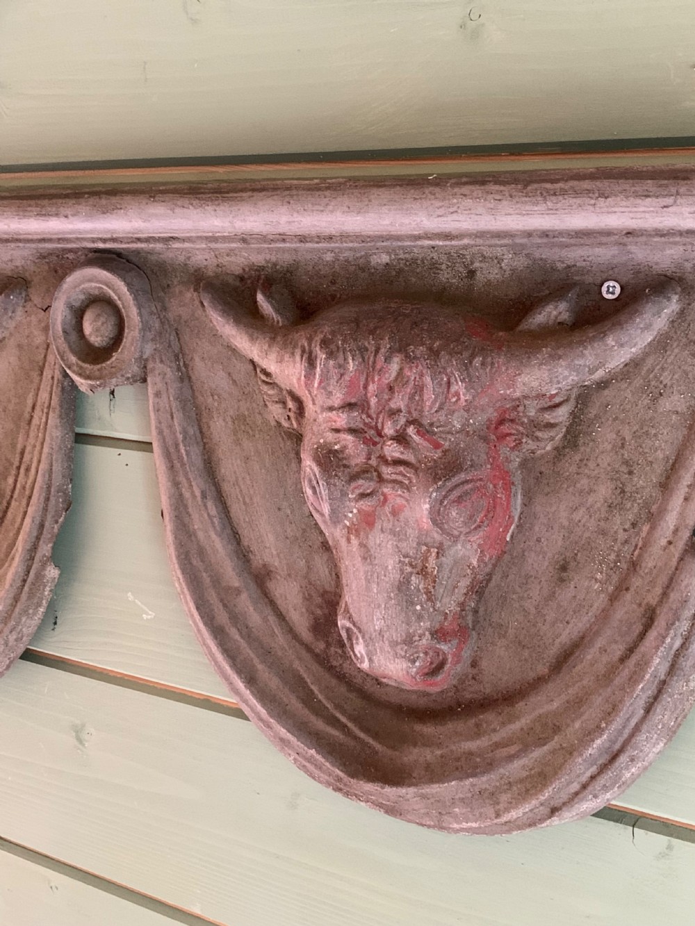 RARE BUTCHER’S SHOP FRONT ZINC BULLS HEADS View V