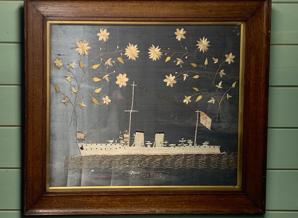 SAILORS WOOLWORK SHIP 1918 HMS SPORTIVE