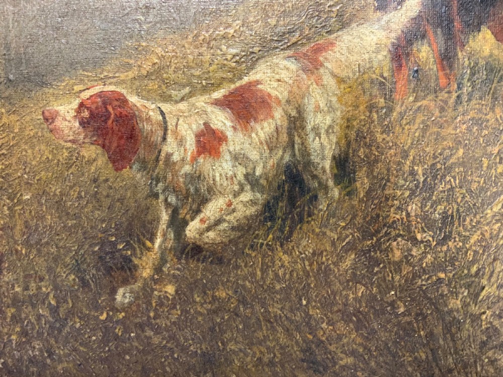 FRENCH SCHOOL - HUNTING DOGS IN A LANDSCAPE - OIL ON CANVAS View III