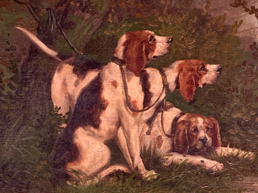GUN DOGS IN A WOODED LANDSCAPE - OIL ON CANVAS View IV