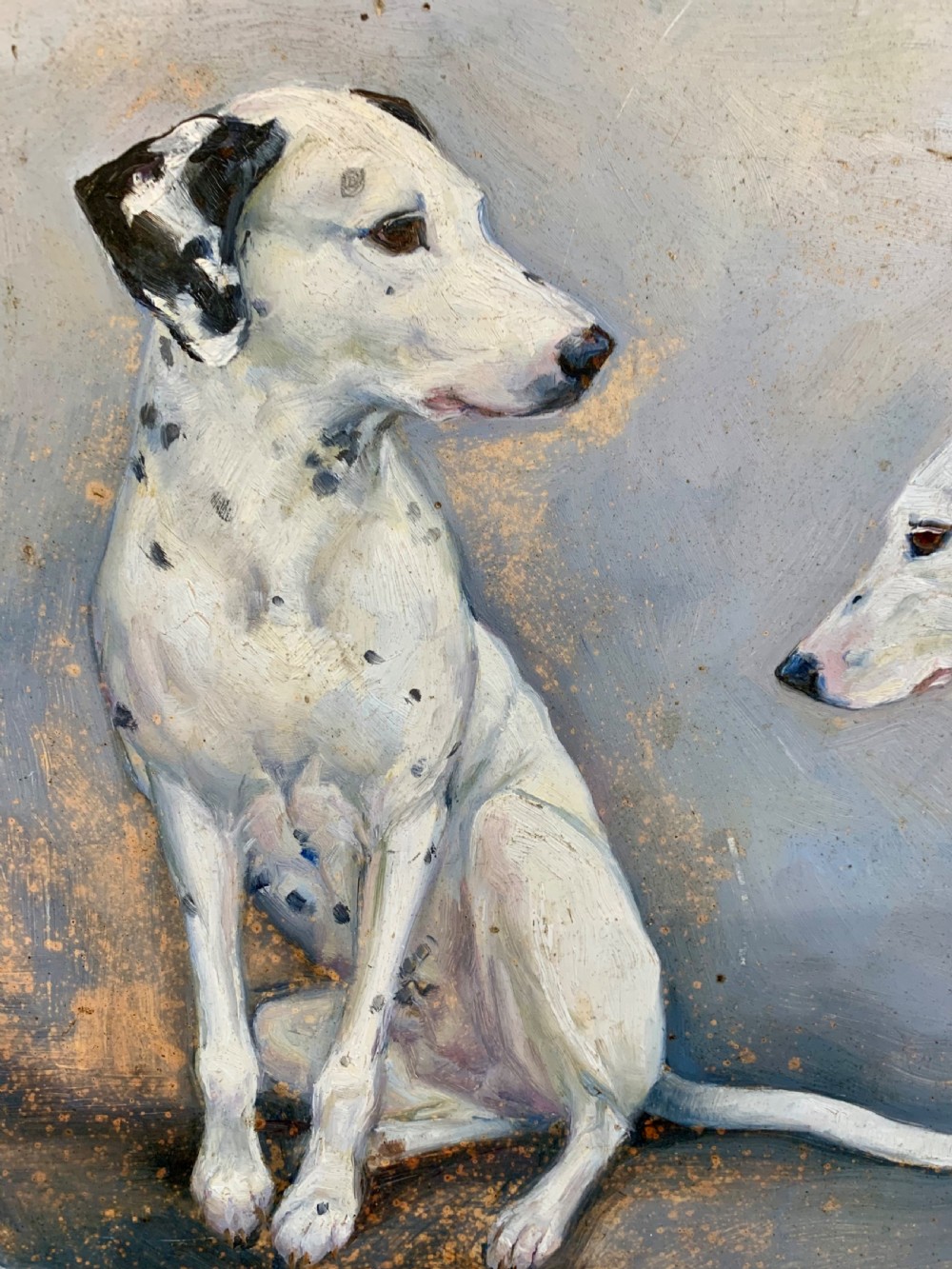 3 DALMATIANS OIL ON BOARD -MANNER OF F T DAWS View II