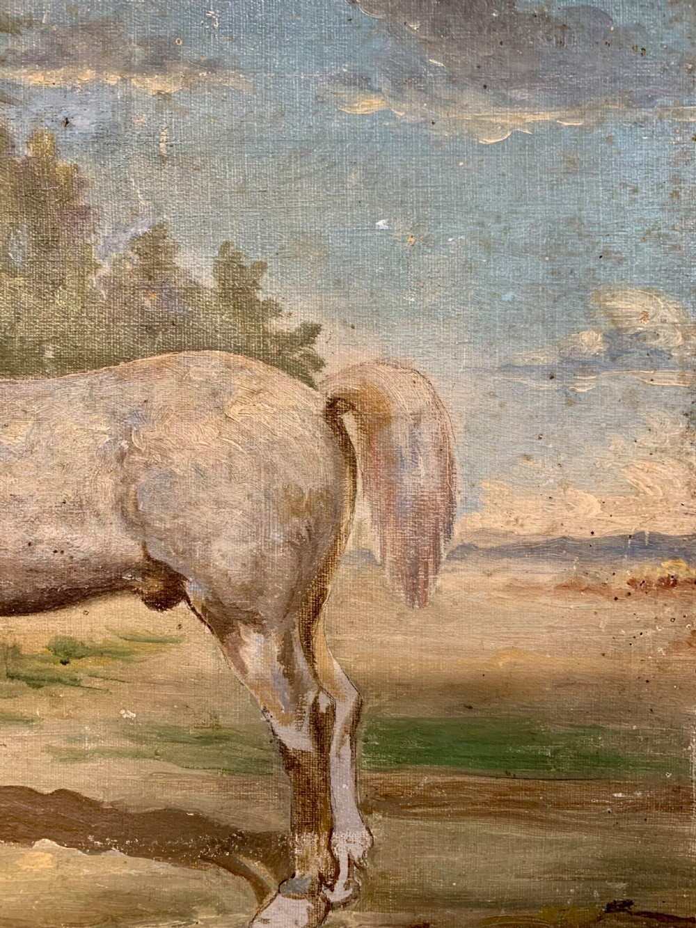 French oil on canvas of a hunting horse  View III