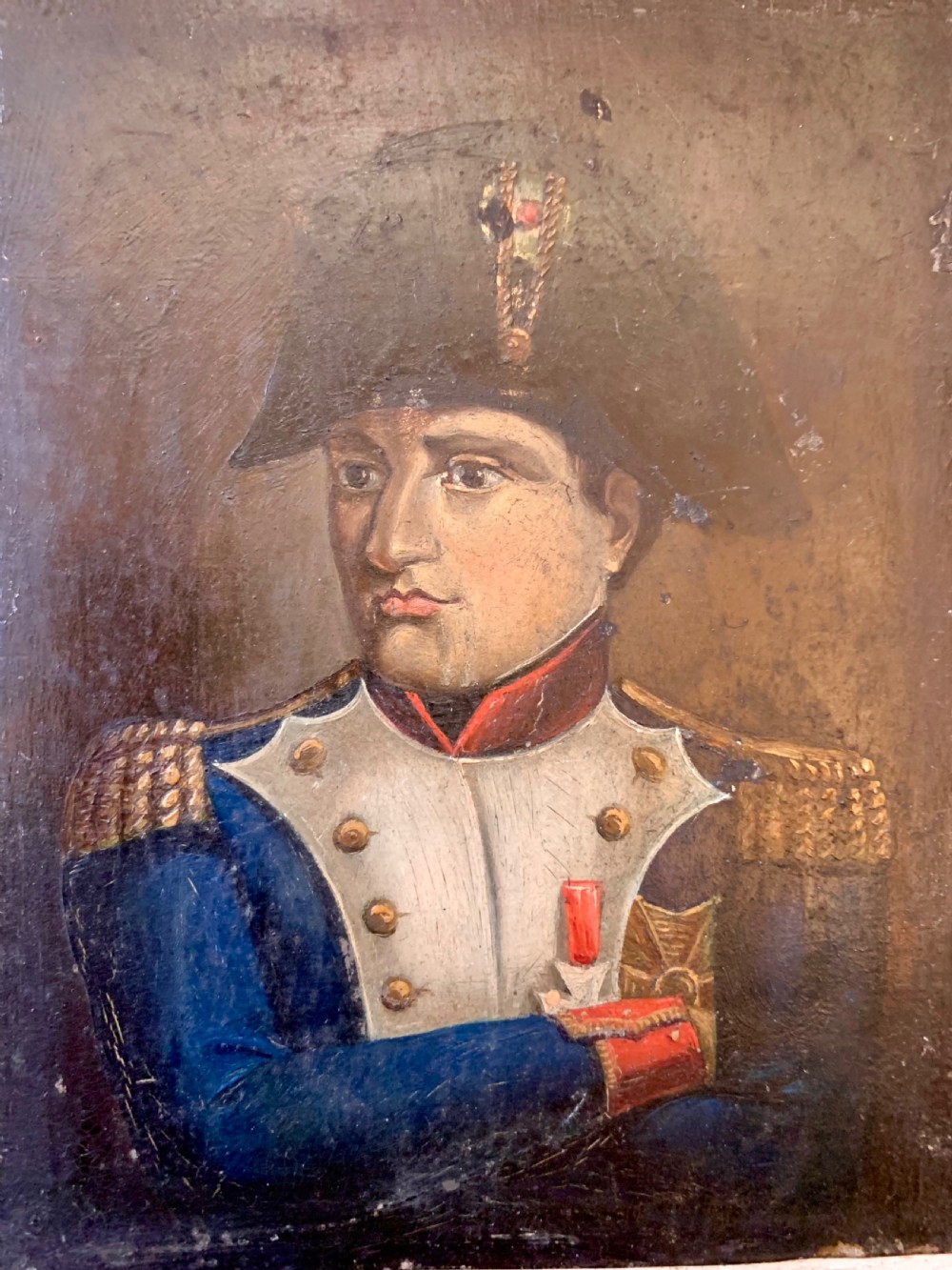 19th CENTURY MINIATURE OIL PORTRAIT OF NAPOLEON BONAPARTE