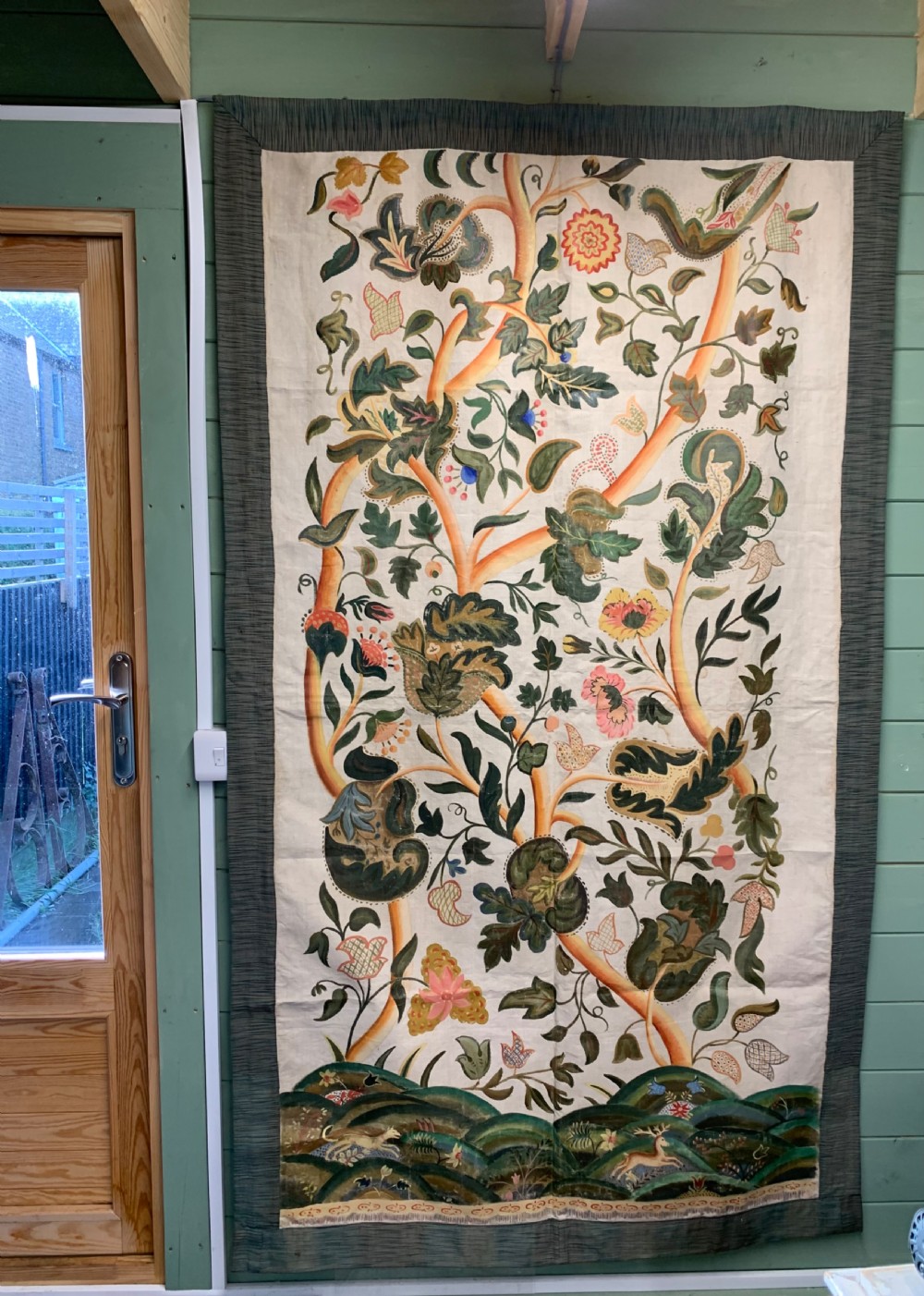 LARGE COUNTRY HOUSE HAND PAINTED WALL HANGING View II