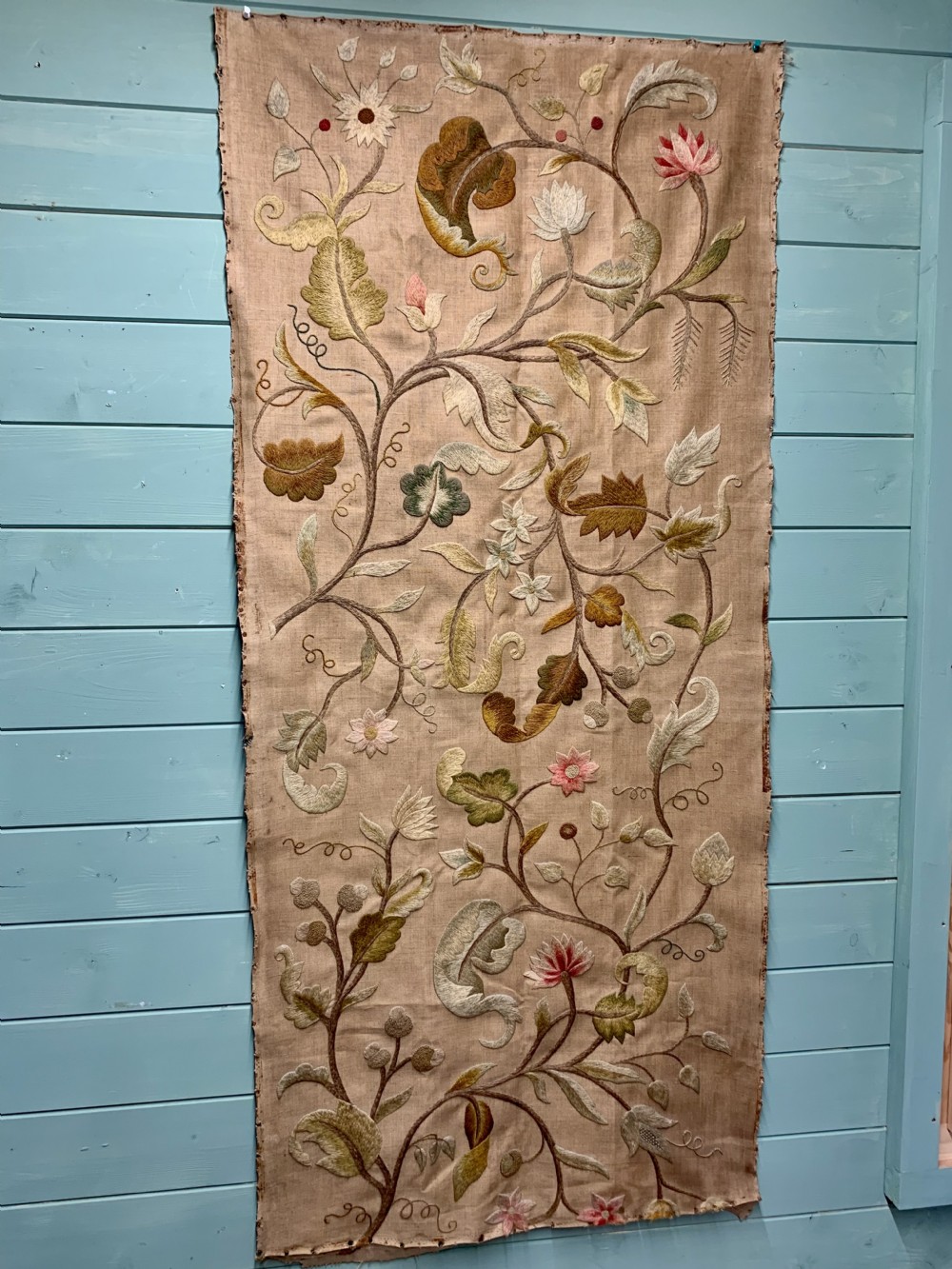19th Century CREWEL WORK PANEL