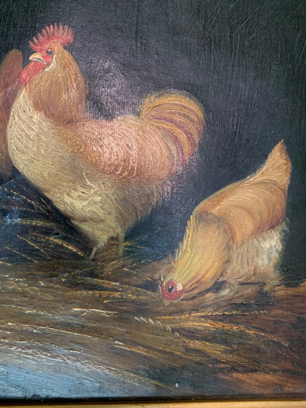 NAIVE SCHOOL OIL ON CANVAS OF A GROUP OF CHICKENS View V