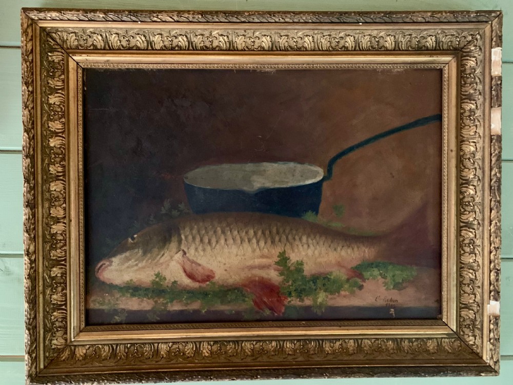 EARLY 20th CENTURY FISH STILL LIFE ON BOARD View II