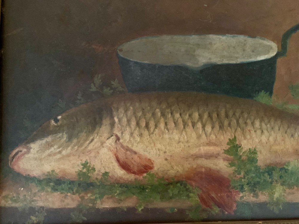 EARLY 20th CENTURY FISH STILL LIFE ON BOARD View III