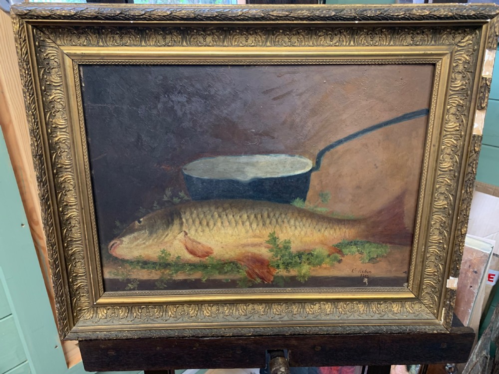 EARLY 20th CENTURY FISH STILL LIFE ON BOARD View IV