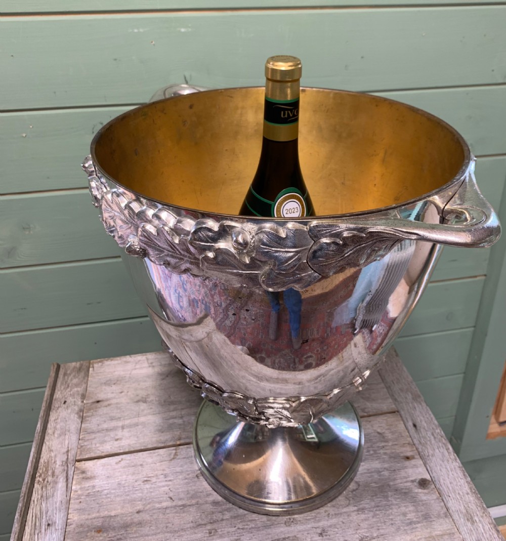LARGE ANTIQUE SILVER PLATED CHAMPAGNE/WINE COOLER View VIII