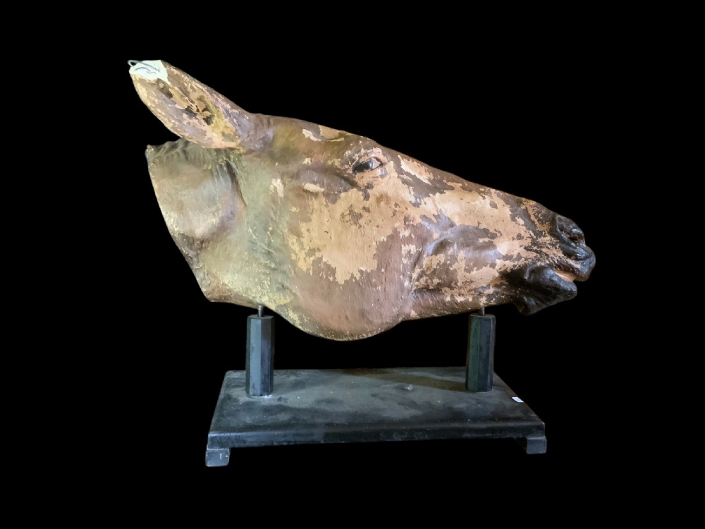 LARGE PAINTED PLASTER HEAD OF A HORSE