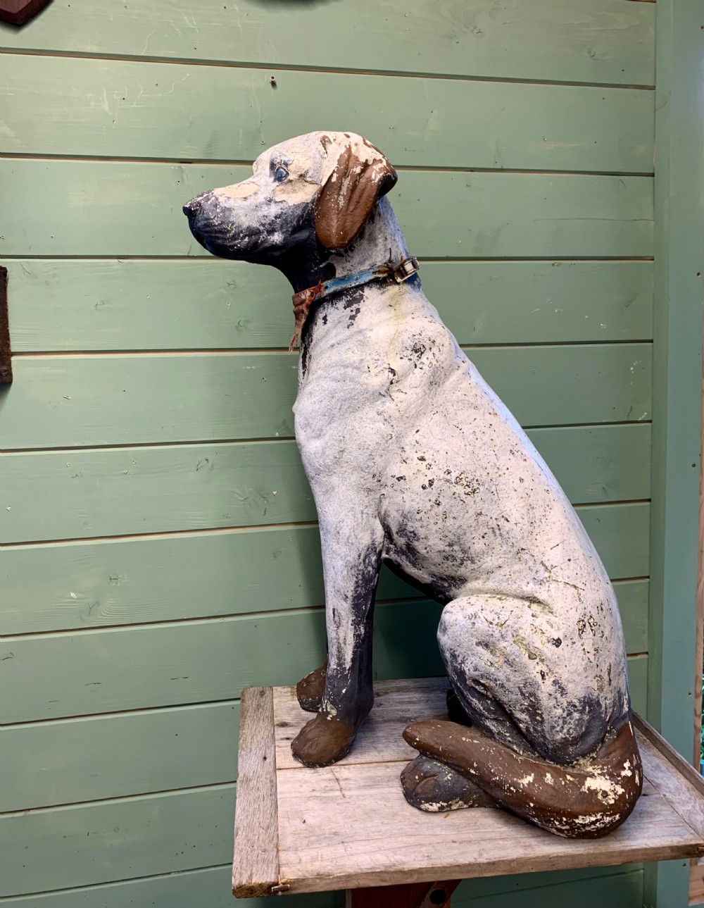 LIFE SIZE FRENCH PLASTER FIGURE OF A DOG View II