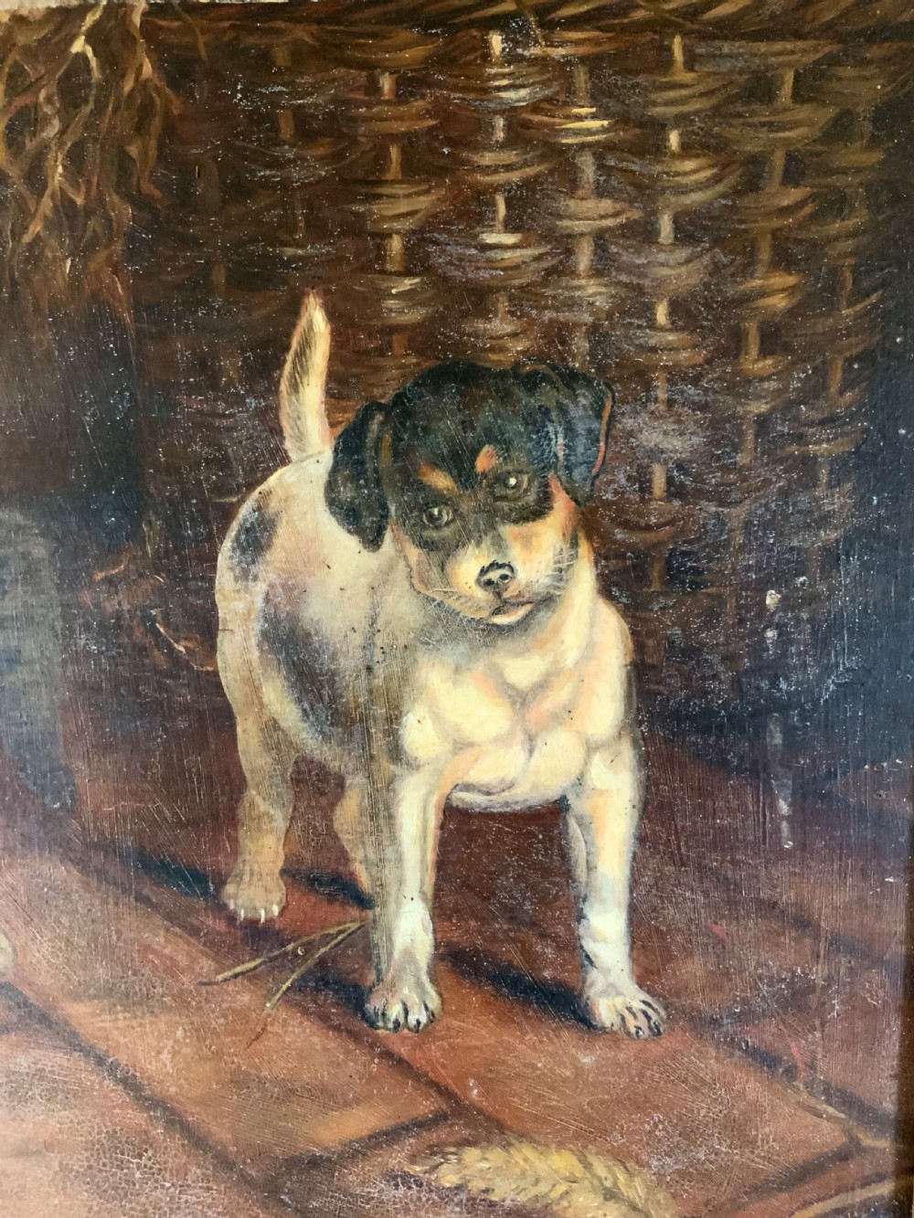 A PAIR OF ANTIQUE OILS ON PANEL OF CATS AND DOGS View IV