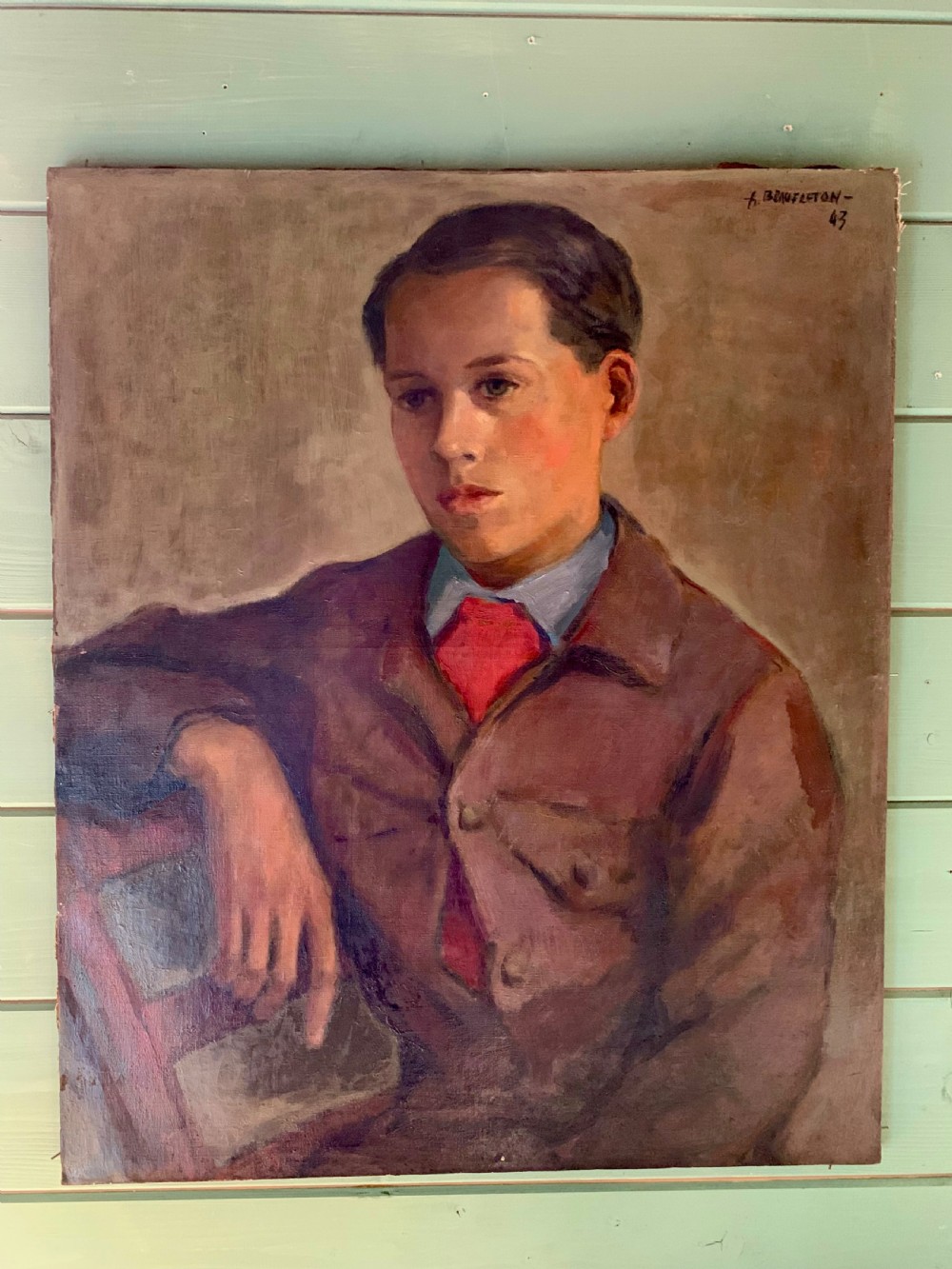 MID. CENTURY OIL ON CANVAS OF A YOUNG MAN View II