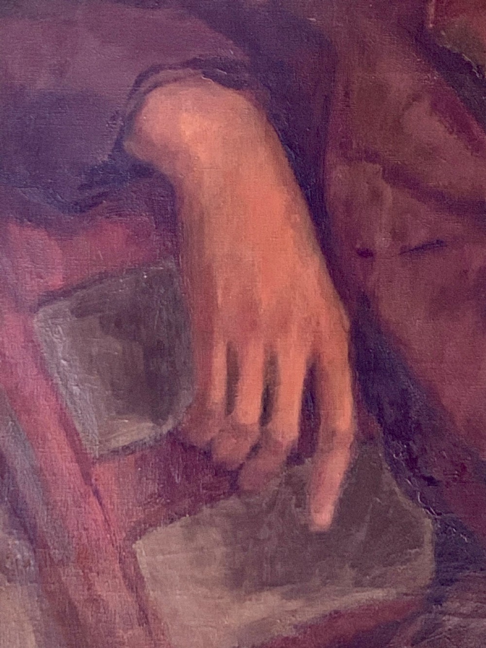MID. CENTURY OIL ON CANVAS OF A YOUNG MAN View VI