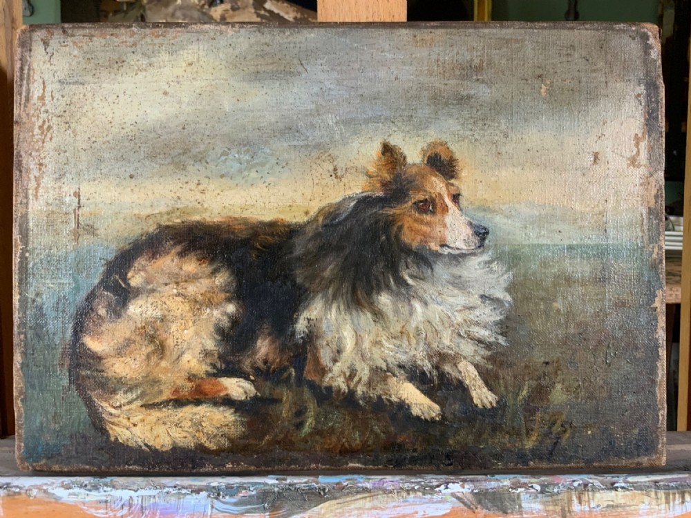 OIL ON CANVAS - COLLIE IN A LANDSCAPE