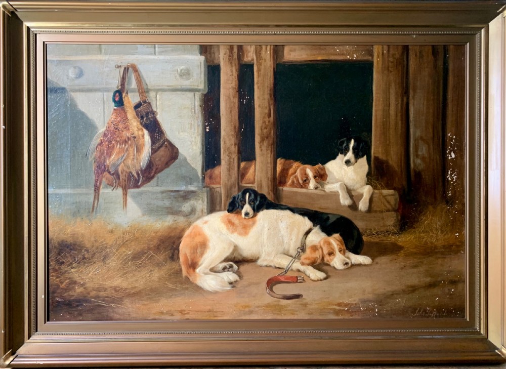 LARGE PAIR OF 19thC OILS OF DOGS BY JOHN GIFFORD View II