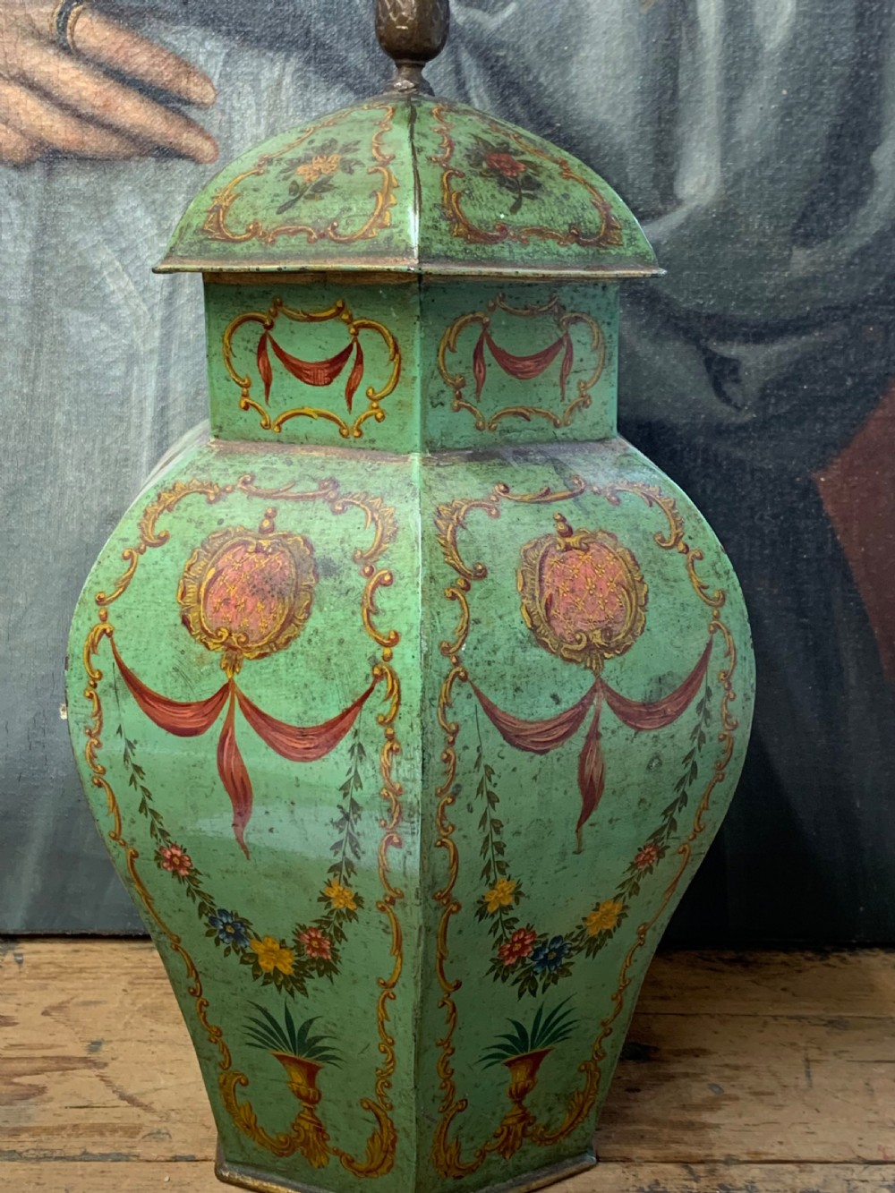 19thC  FRENCH TOLEWARE VASE & COVER View III