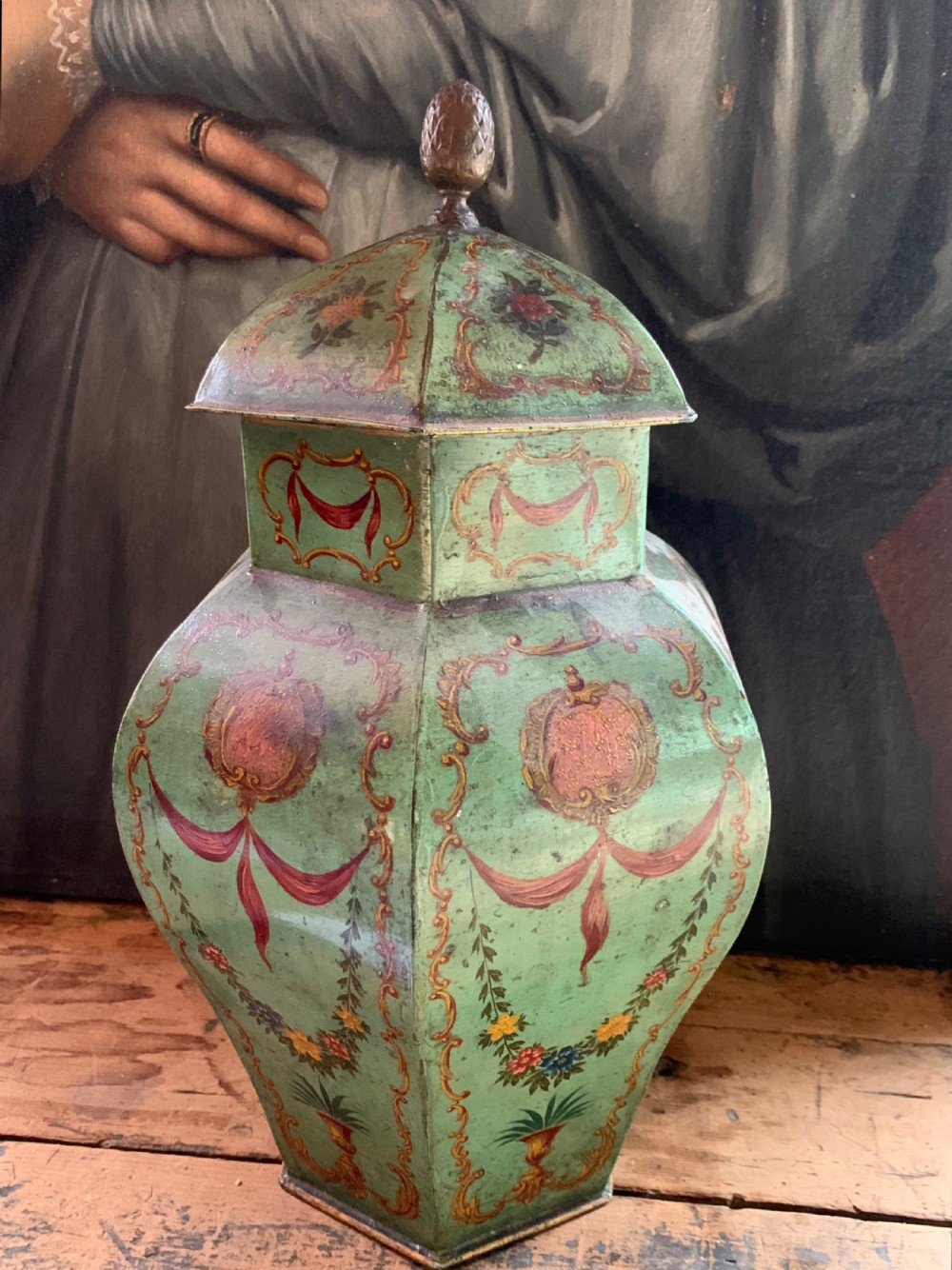 19thC  FRENCH TOLEWARE VASE & COVER View IV