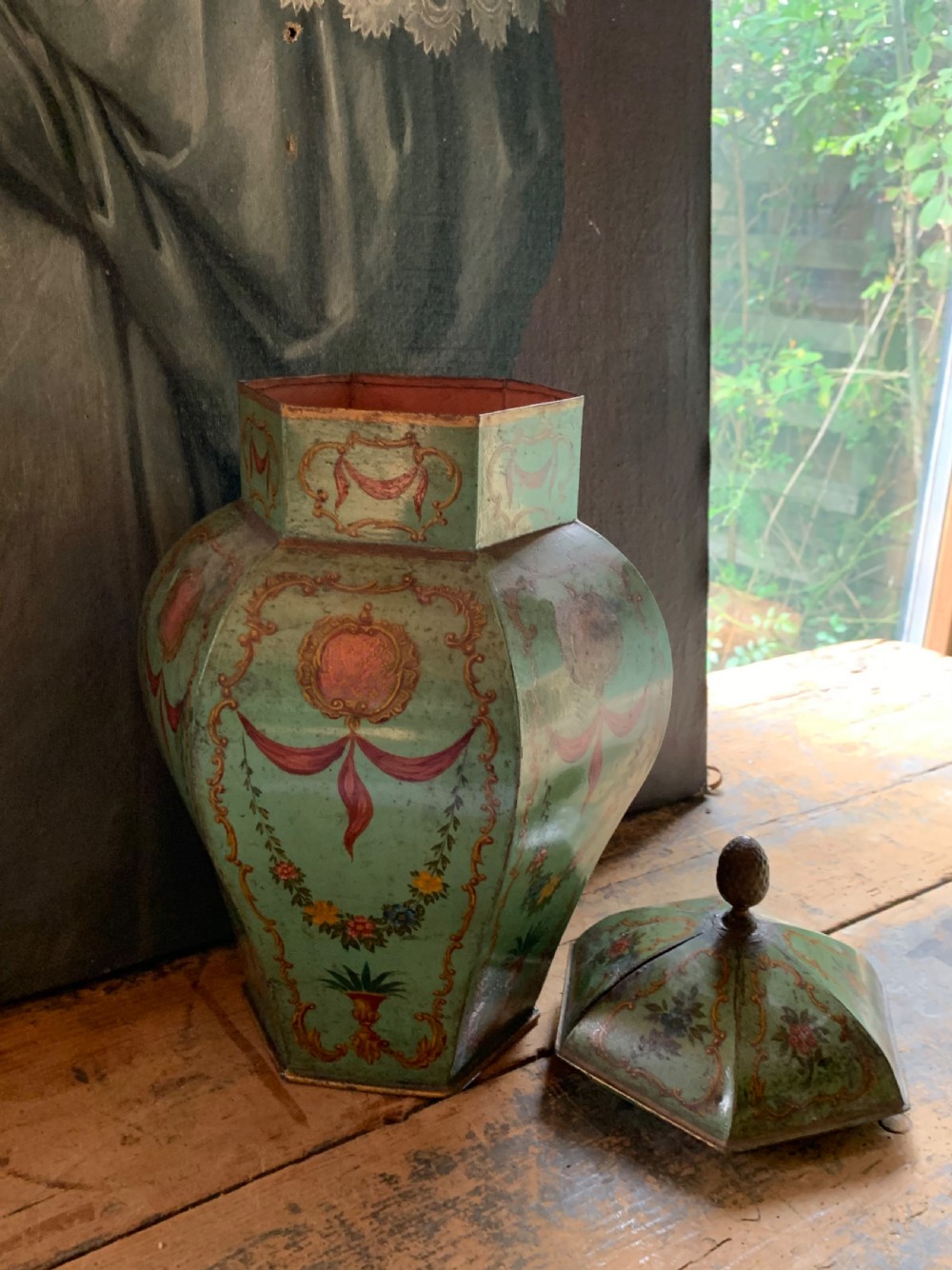 19thC  FRENCH TOLEWARE VASE & COVER View VI