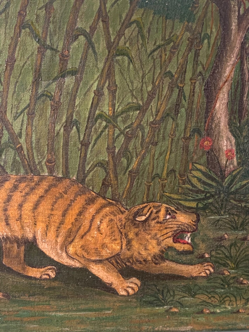 TIGER ON THE PROWL - NAIVE SCHOOL OIL ON CANVAS View IV
