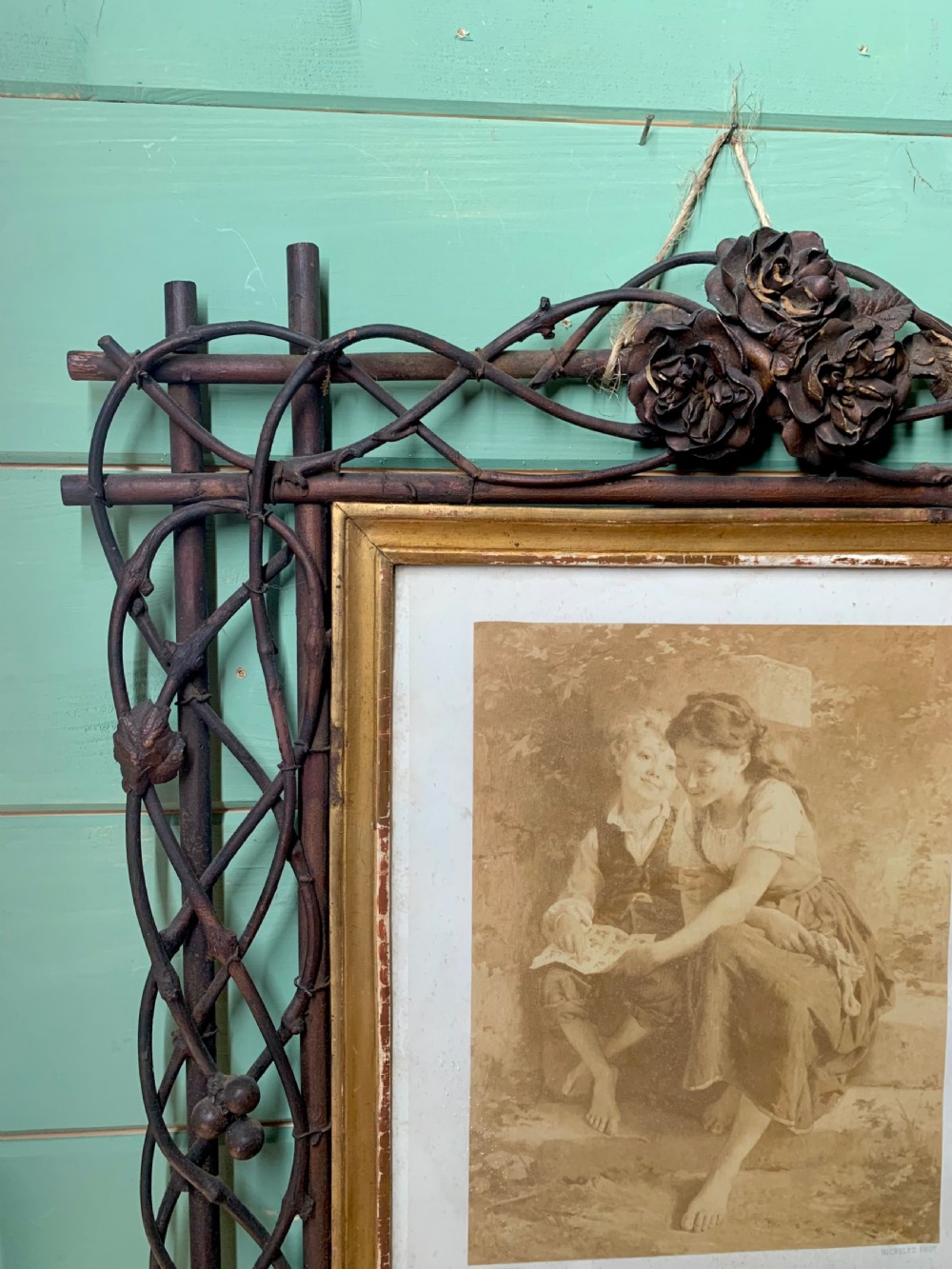 FRENCH FOLK ART TWIG WORK PICTURE FRAME View IV
