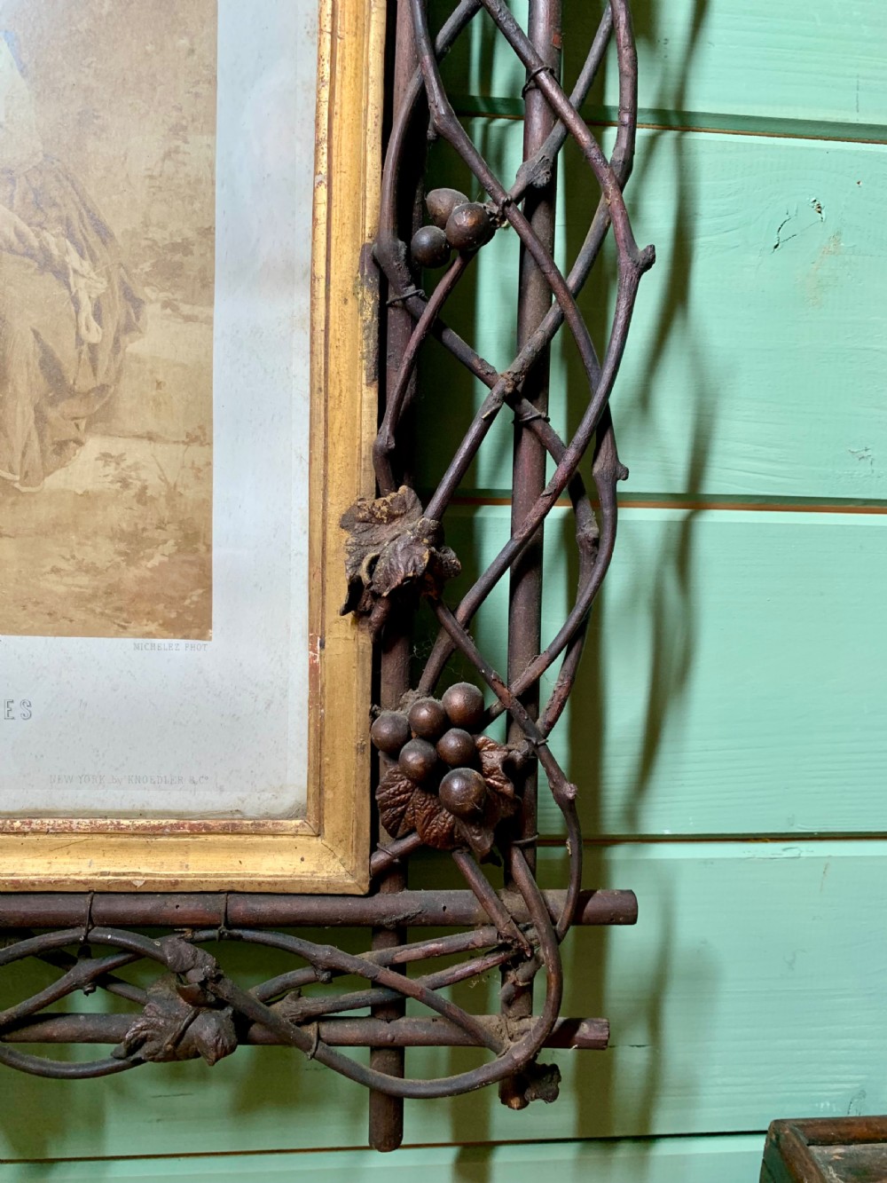 FRENCH FOLK ART TWIG WORK PICTURE FRAME View V