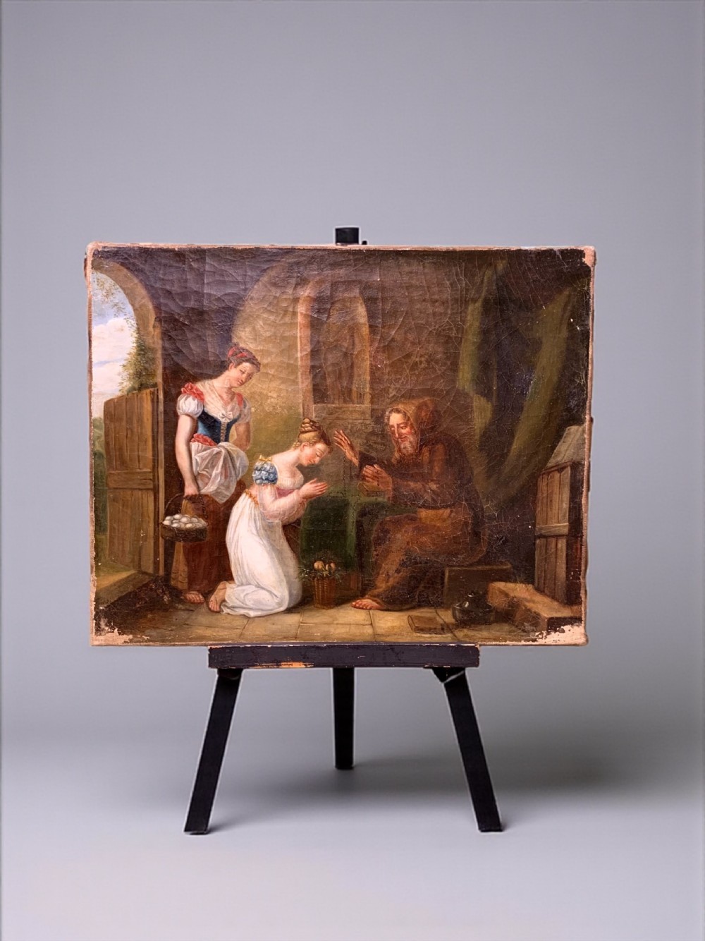 FRENCH SCHOOL EARLY 19Th CENTURY OIL PAINTING OF A MONK