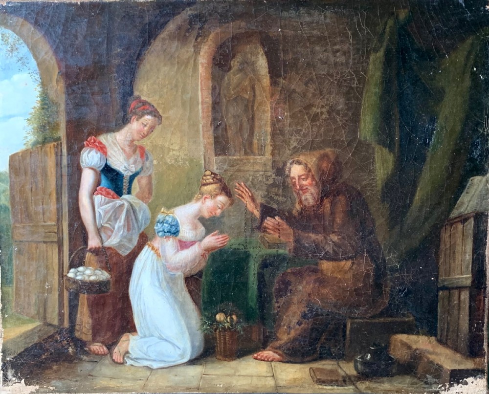 FRENCH SCHOOL EARLY 19Th CENTURY OIL PAINTING OF A MONK View II