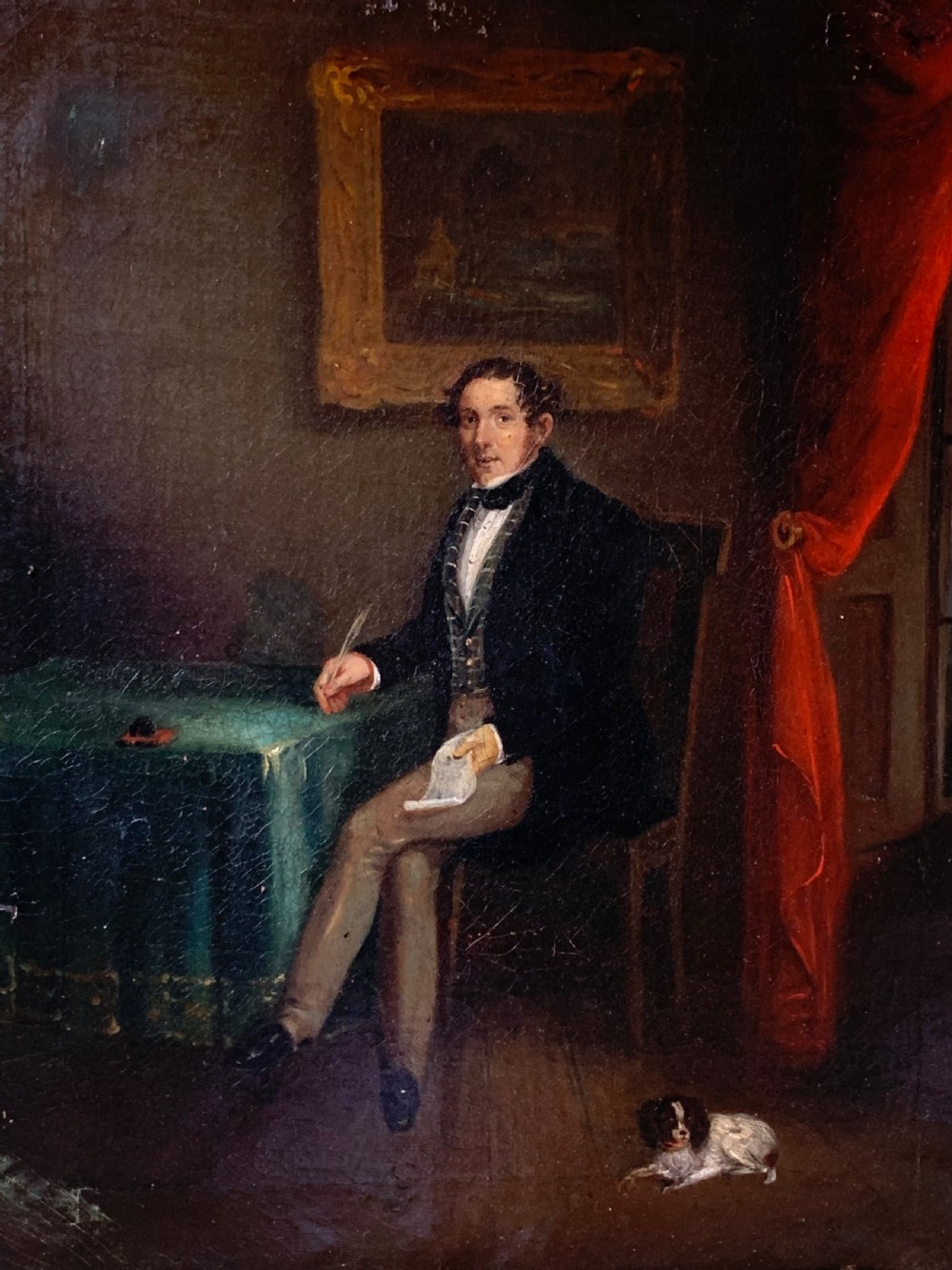 GENTLEMAN AT HIS DESK - EARLY 19th C OIL PAINTING View III