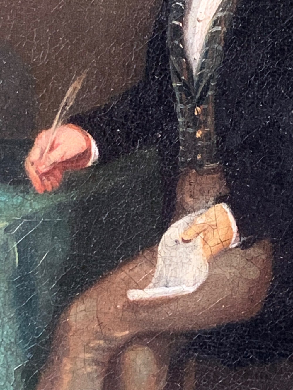 GENTLEMAN AT HIS DESK - EARLY 19th C OIL PAINTING View IX