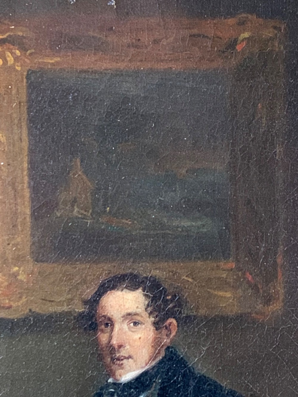 GENTLEMAN AT HIS DESK - EARLY 19th C OIL PAINTING View X