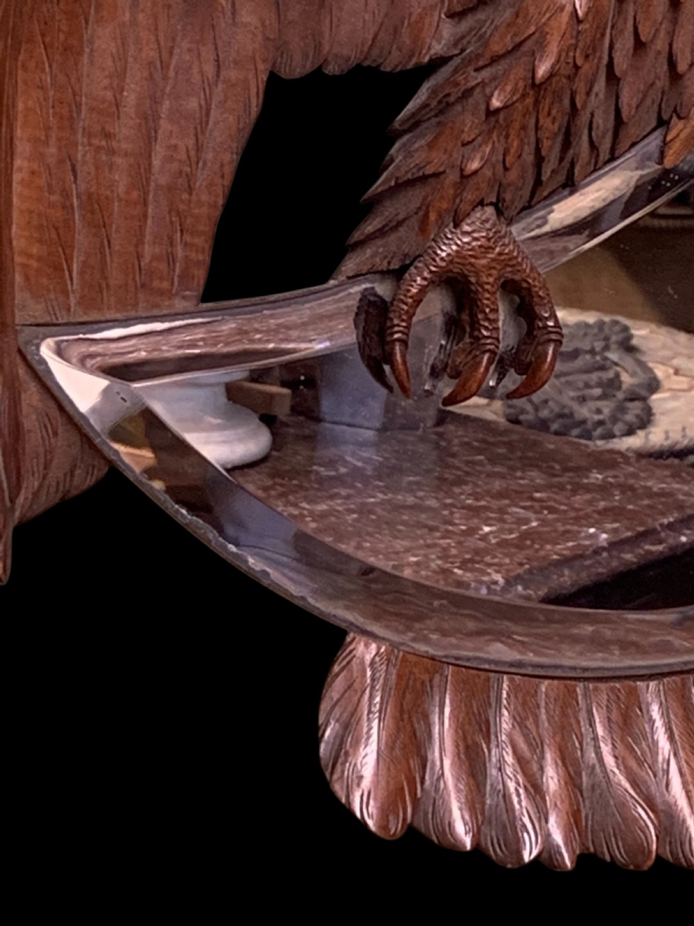 ANTIQUE CARVED WALNUT EAGLE DESIGN MIRROR View IV