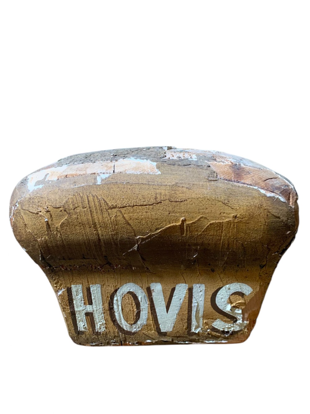A vintage painted display model of a loaf of bread featuring hand-lettered text reading Your Daily Bread, presented alongside a wooden-handled knife. View VI