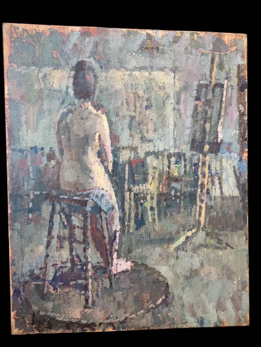 EARLY 20th CENTURY EXPRESSIONIST ACADEMIC OIL STUDY OF A NUDE View IV
