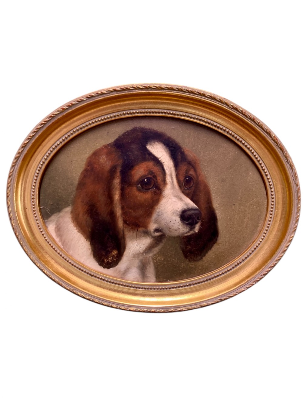 19th CENTURY OIL PORTRAIT OF A YOUNG SPANIEL