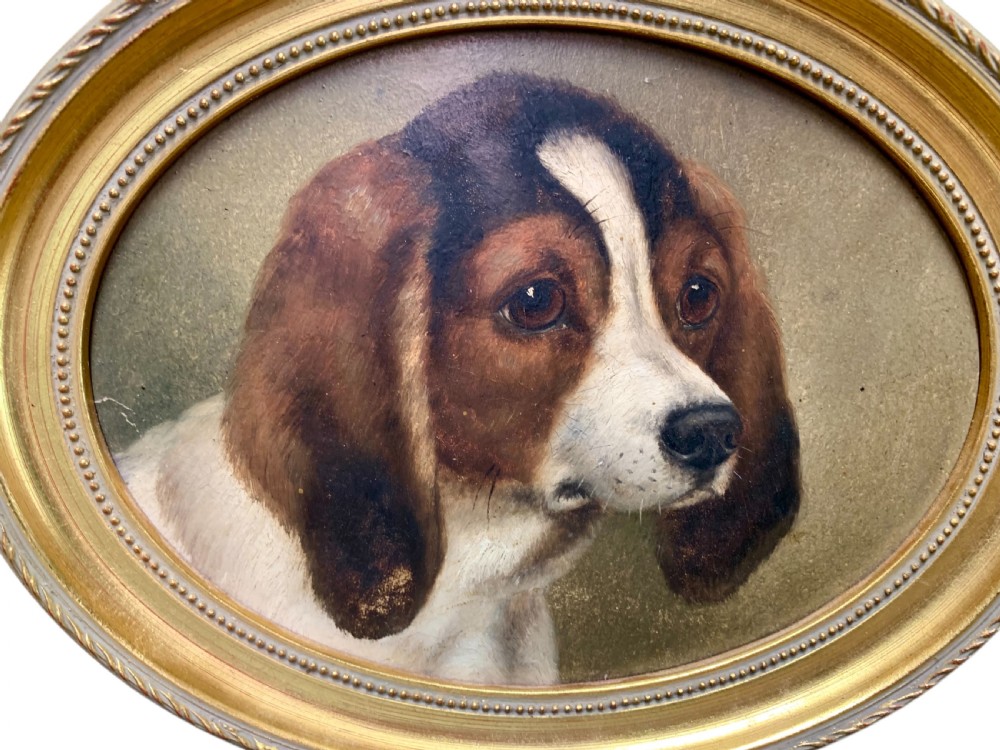 19th CENTURY OIL PORTRAIT OF A YOUNG SPANIEL View II