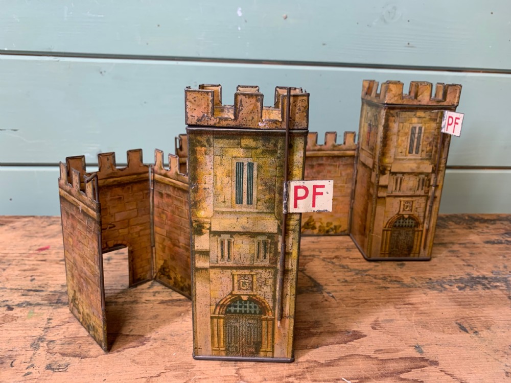 2x RARE PEAK FREAN & CO -EARLY 20th CENTURY CASTLE SHAPE BISCUIT TINS View V