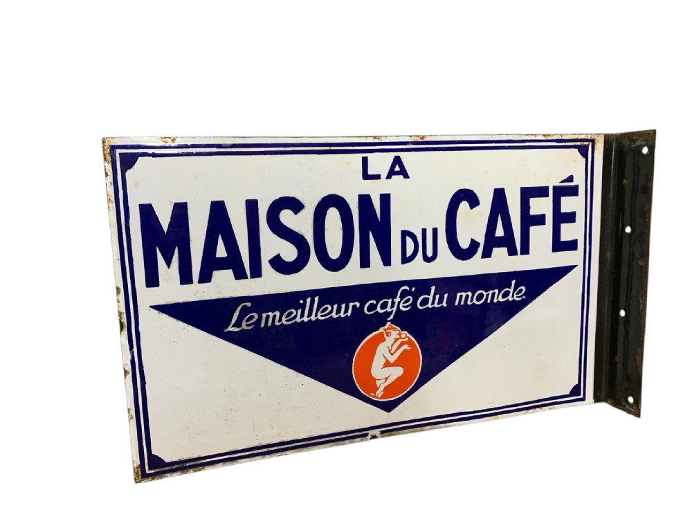 1930’s FRENCH ENAMEL DOUBLE SIDED CAFÉ SIGN